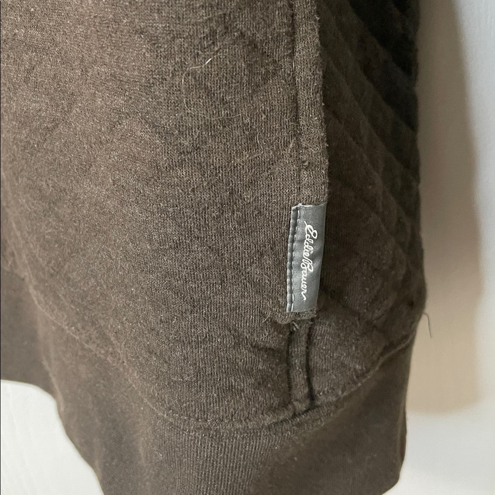 Eddie Bauer Men's Quilted Crewneck Snap Buttons Sweater Dark Brown Size Large - Picture 3 of 8